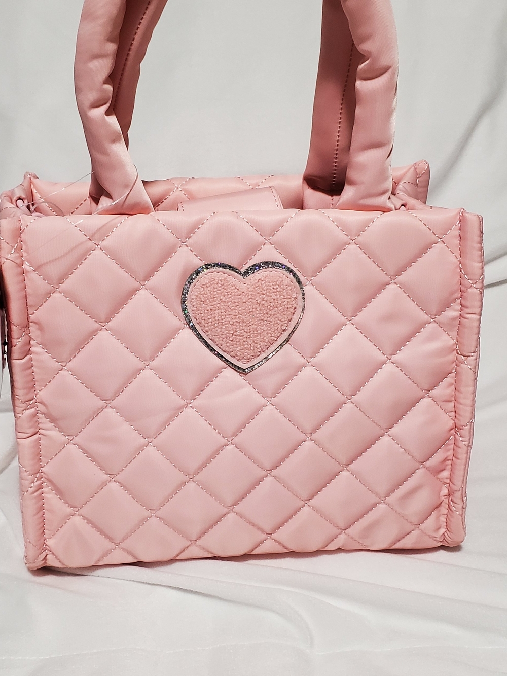 Quilted Pink Heart Tote Bag